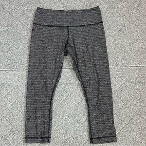 Lululemon Women's Wunder Under Black Gray Herringbone Textured Leggings Size 8